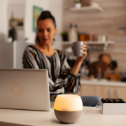Drinking coffe and working with aromatherapy